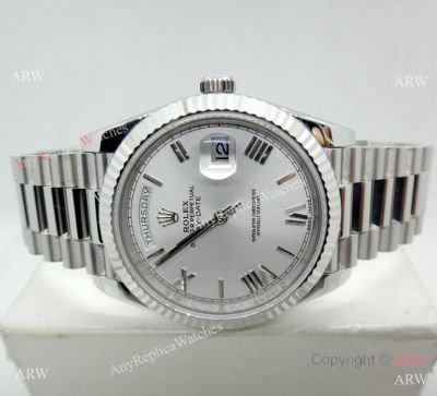 (EW) Replica Rolex DayDate II Stainless Steel Silver Face Watch - Swiss ETA3255